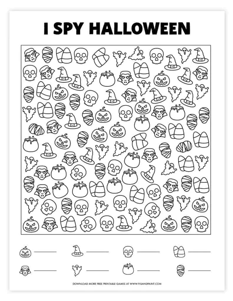 45 Free Printable Halloween Games And Activities - Pjs And Paint inside Free Printable Halloween Games For Kids