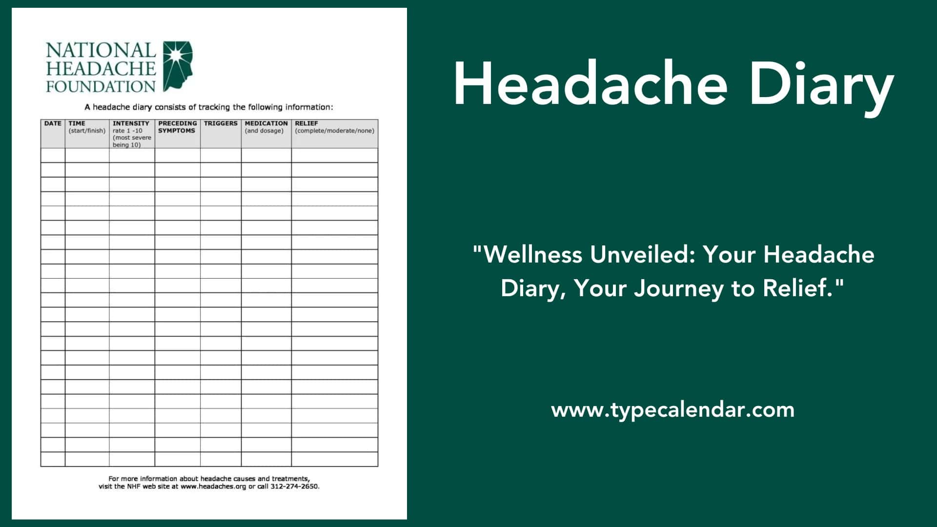 45 Free Printable Headache Diary Templates [Pdf, Excel] for Free Printable Headache Diary