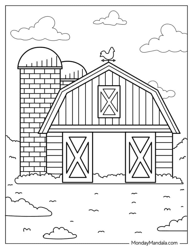 48 Farm Coloring Pages (Free Pdf Printables) within Free Printable Barn Coloring Pages