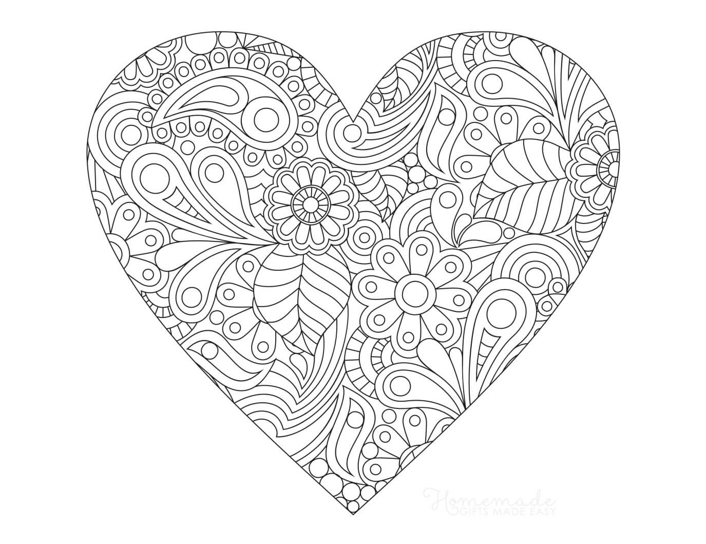 48 Printable Heart Coloring Pages For Adults - Happier Human for Free Printable Heart Coloring Pages