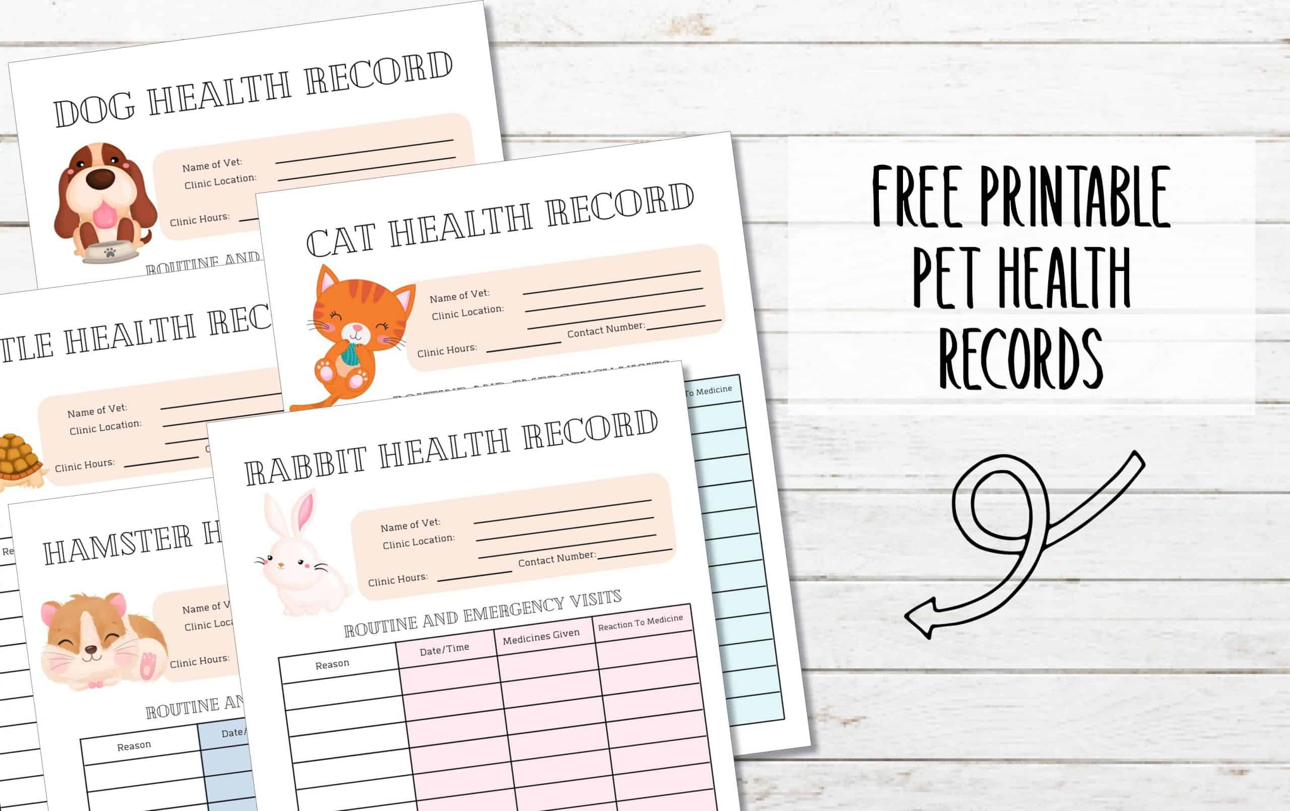 5 Free Printable Pet Health Record Sheets - My Printable Home in Free Printable Pet Health Record