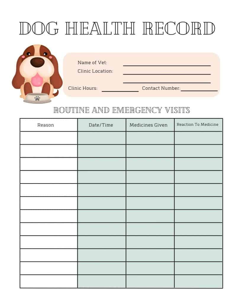 5 Free Printable Pet Health Record Sheets - My Printable Home pertaining to Free Printable Pet Health Record