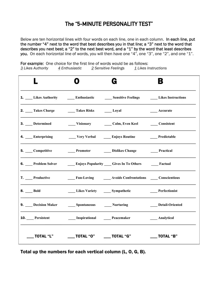 5 Minute Personality Test ≡ Fill Out Printable Pdf Forms Online throughout Free Printable Personality Test For High School Students