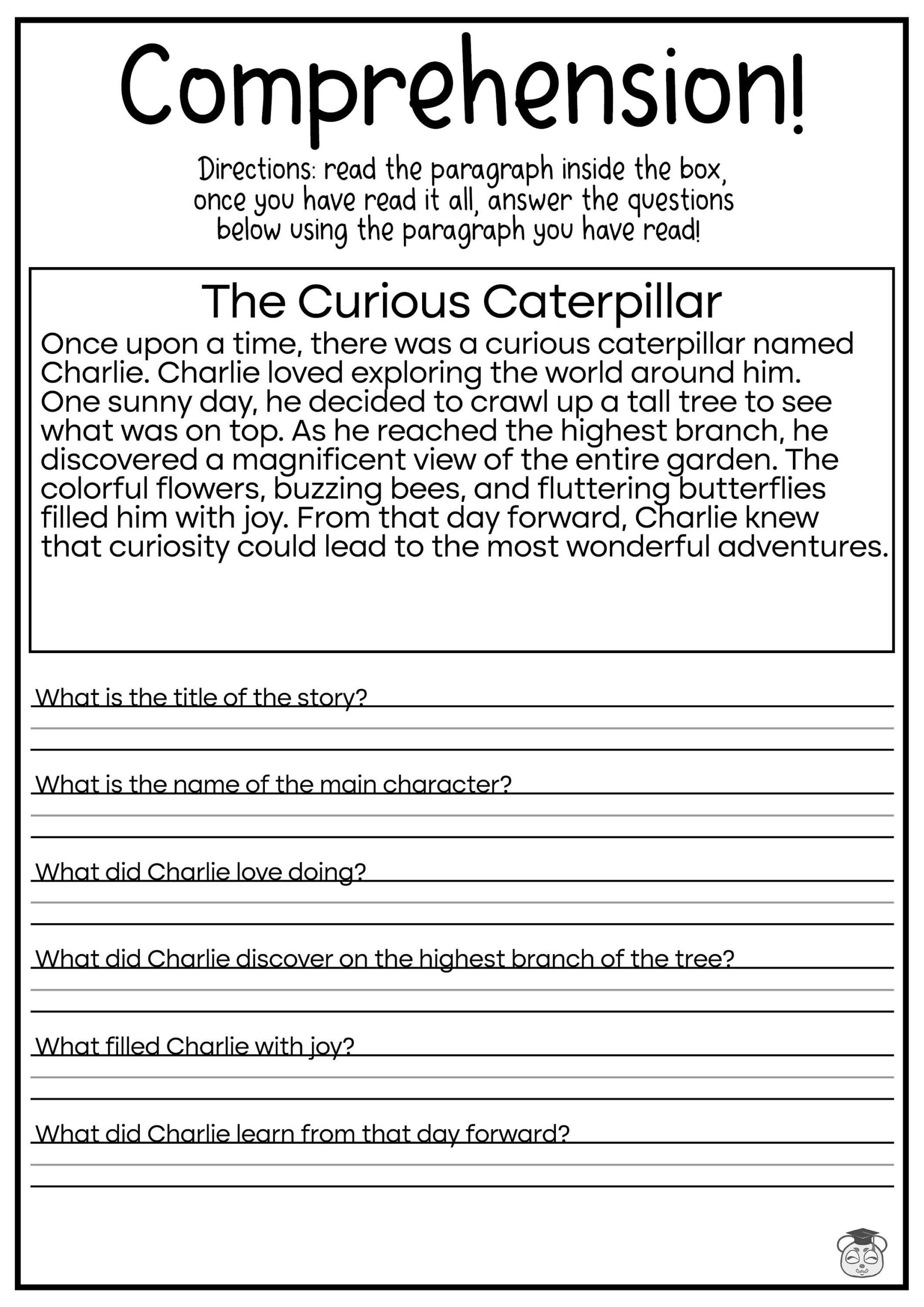 5 Printable Reading Comprehension English Worksheets Ages 4 7 Kg1 regarding Free Printable Comprehension Worksheets For Grade 5