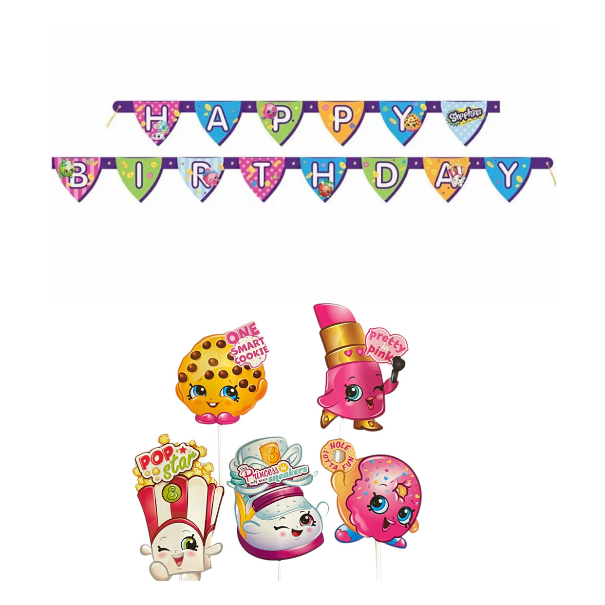 5 Shopkins Party Photo Props + Happy Birthday Banner - Worksheets within Shopkins Banner Printable Free