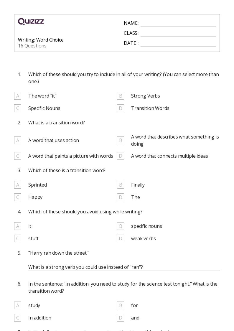 50+ Analyzing Word Choice Worksheets On Quizizz | Free &Amp in Free Printable Multiple Choice Worksheets