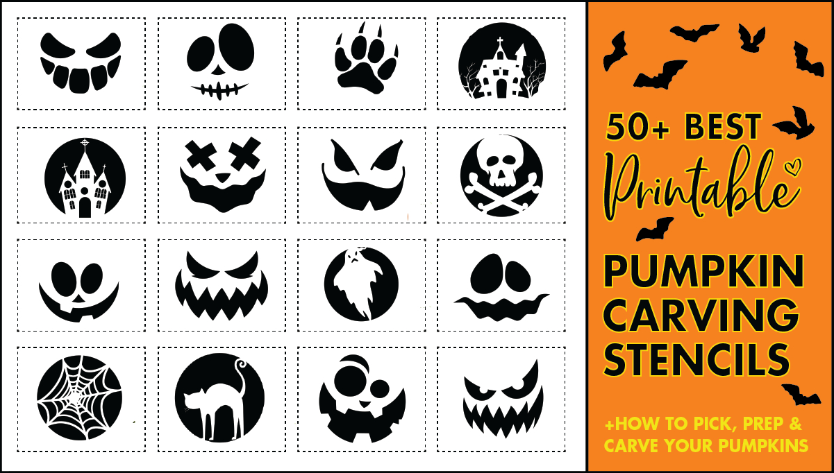 50 Easy Pumpkin Carving Stencils + The Ultimate Guide To Pumpkin with Free Printable Pumpkin Stencil