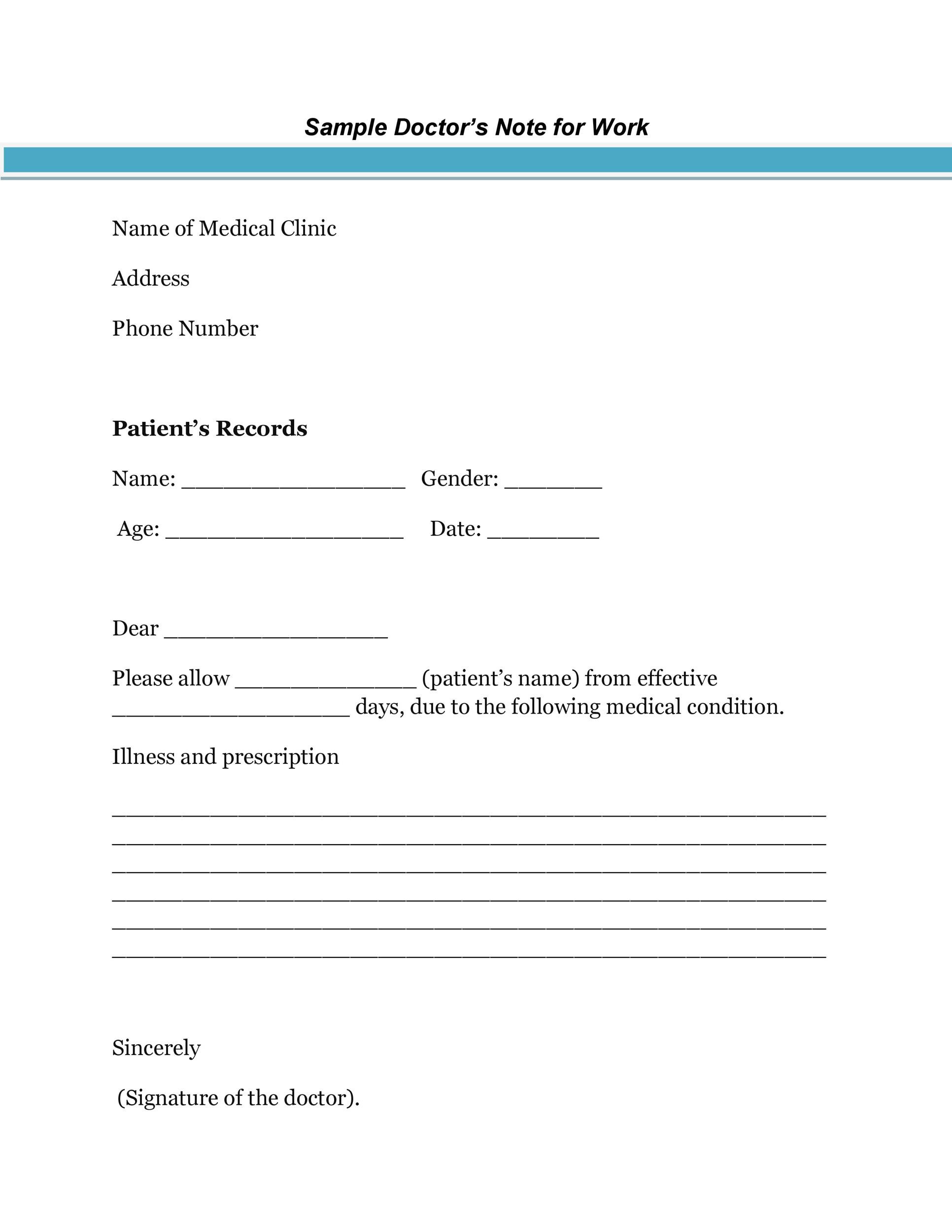 50+ Free Doctor Note Templates [For Work Or School] in Free Printable Doctors Note For Work
