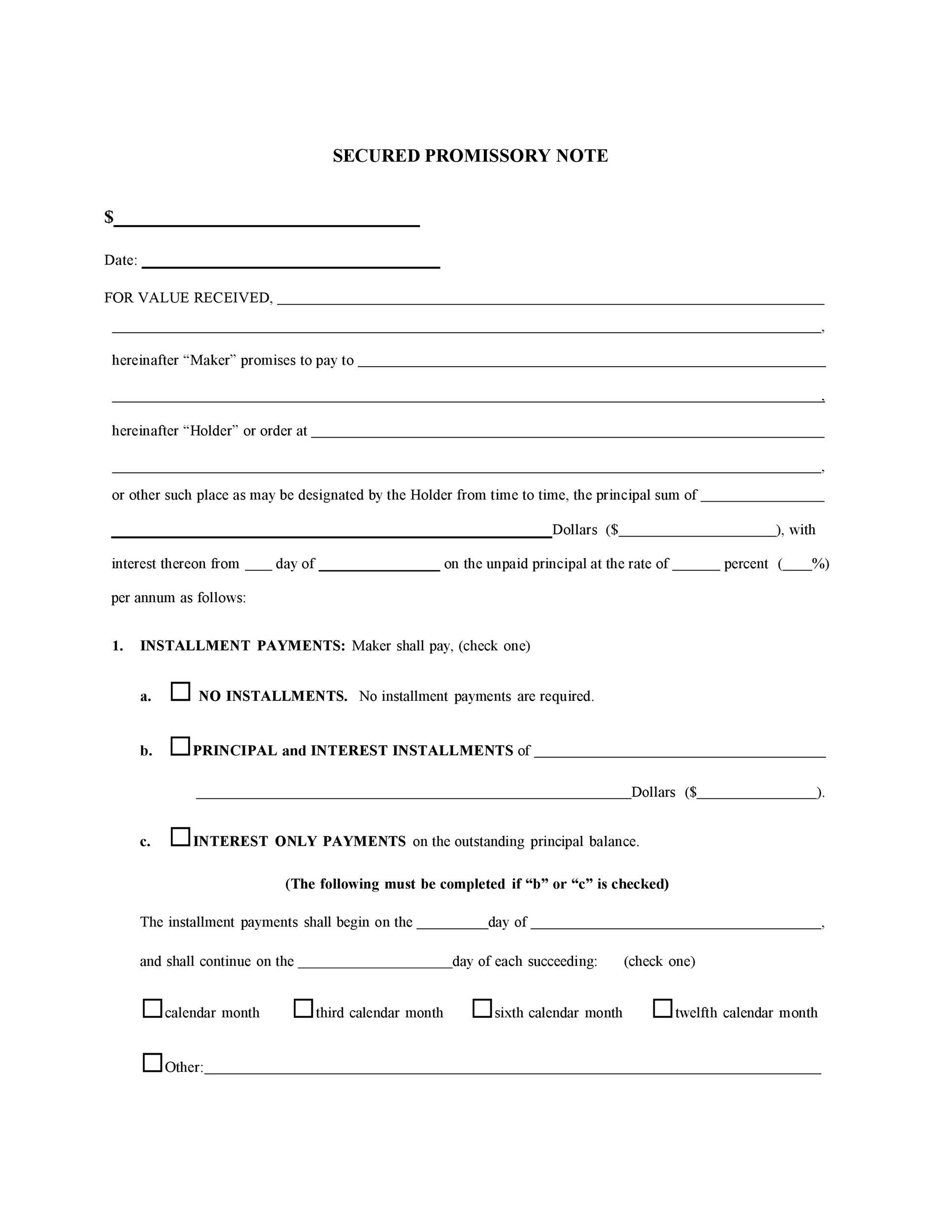 50+ Free Promissory Note Templates [Secured &amp;amp; Unsecured ] with regard to Free Printable Promissory Note For Personal Loan