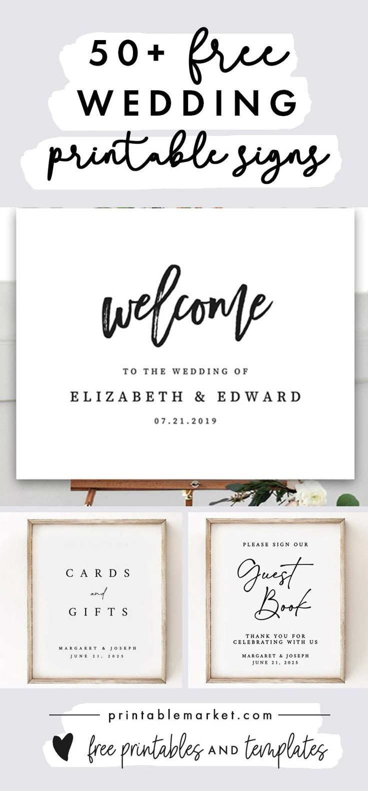 50+ Free Wedding Sign Printables for Free Printable Wedding Signs