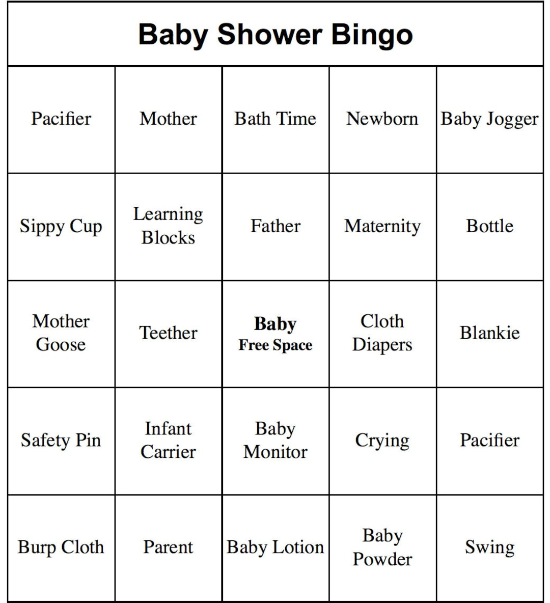 50 Individual Printable Baby Shower Bingo Cards - Etsy Australia throughout 50 Free Printable Baby Bingo Cards