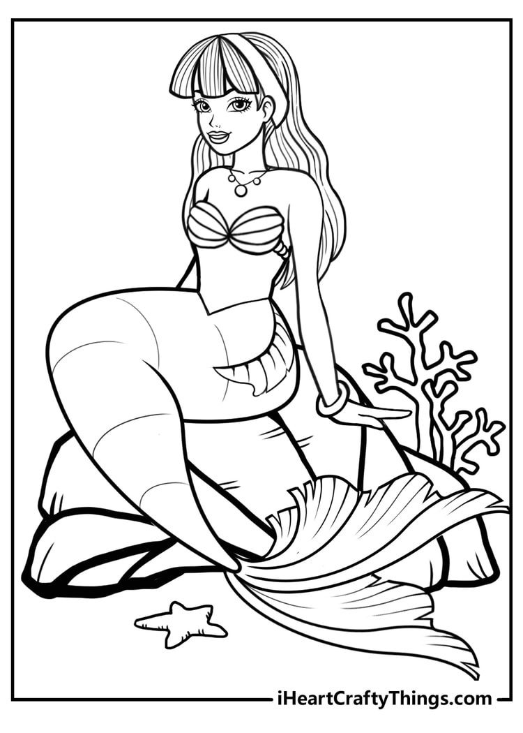 50 Mermaid Coloring Pages (Free To Download Pdf Printables) with regard to Free Mermaid Printables
