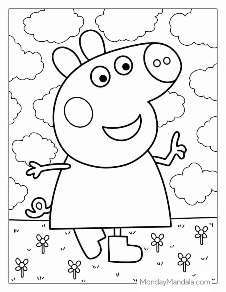 50 Peppa Pig Coloring Pages (Free Pdf Printables) in Peppa Pig Free Printables