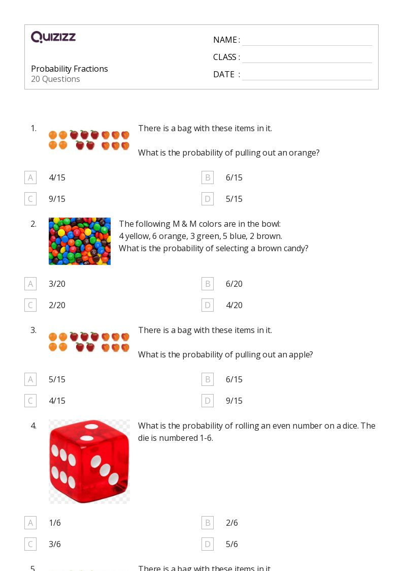 50+ Probability Worksheets For 4Th Class On Quizizz | Free &Amp with Free Printable Probability Worksheets 4Th Grade