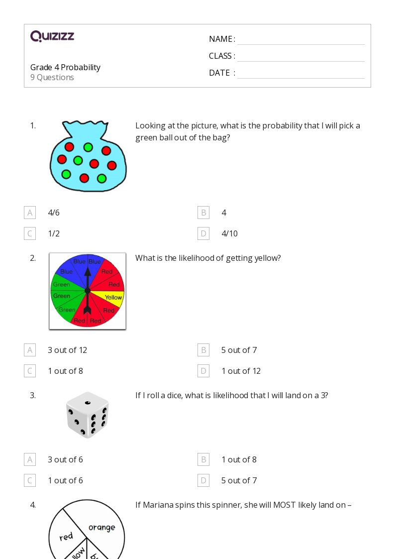 50+ Probability Worksheets For 4Th Class On Quizizz | Free &Amp with regard to Free Printable Probability Worksheets 4Th Grade