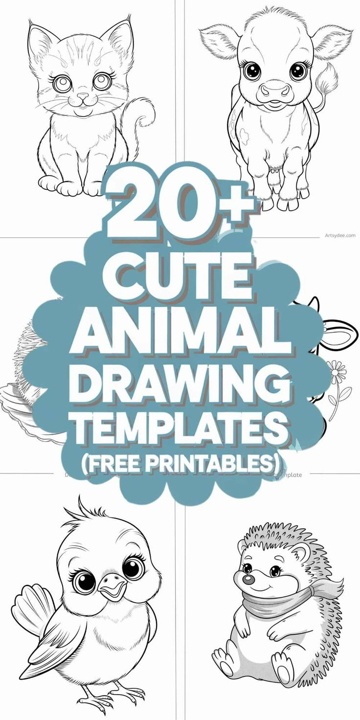 51 Adorable Animal Drawing Templates: Free Printables For Cute pertaining to Free Printable Arty Animal Outlines