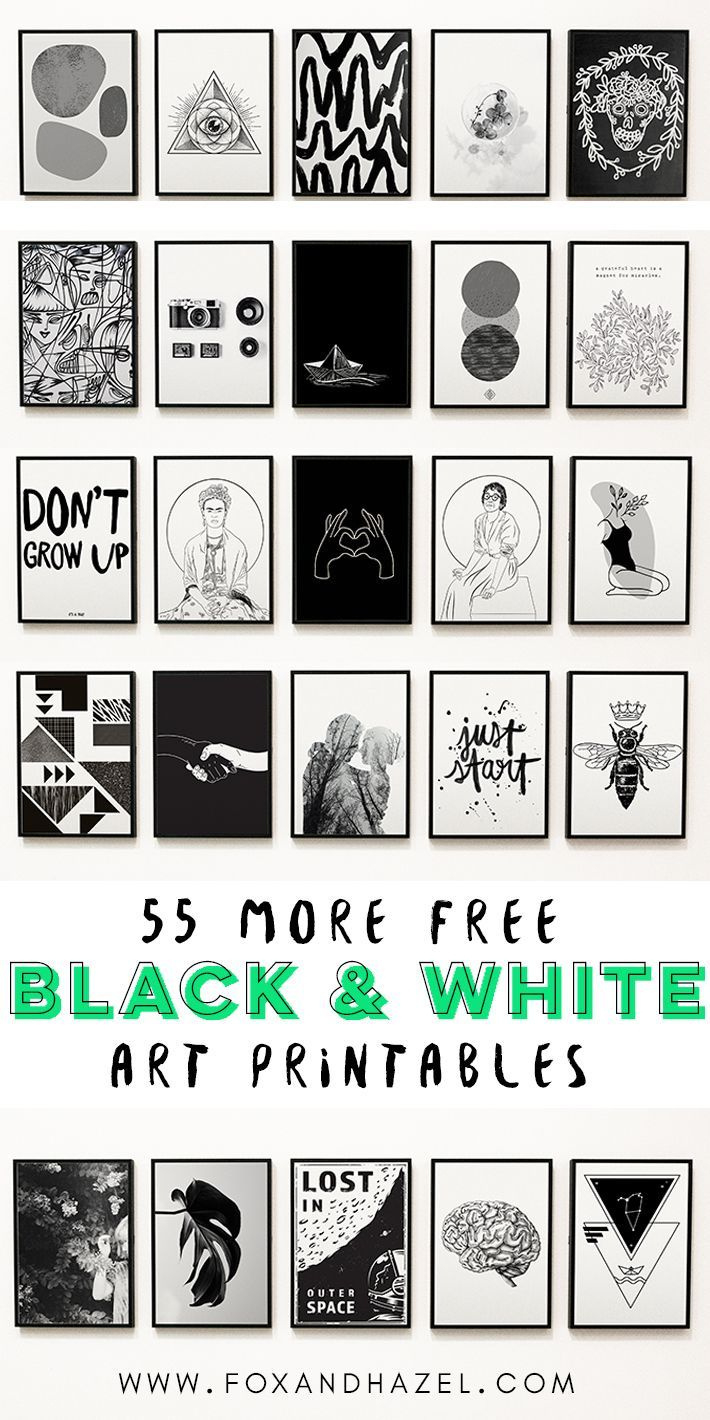 55 More Free Black And White Art Printables | Fox + Hazel throughout Free Black And White Printables