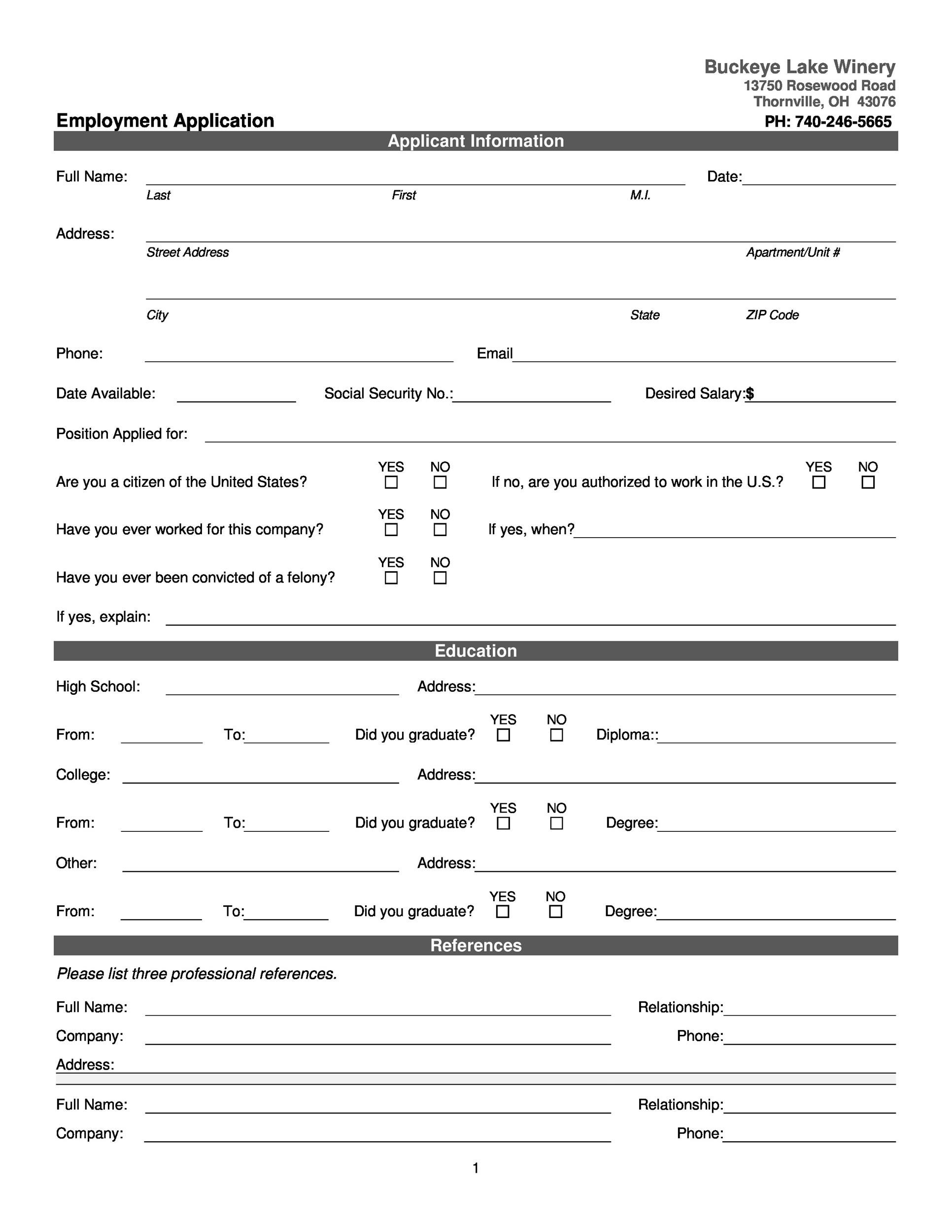 56 Free Employment &amp; Job Application Form Templates [Printable] ᐅ with regard to Free Online Printable Applications