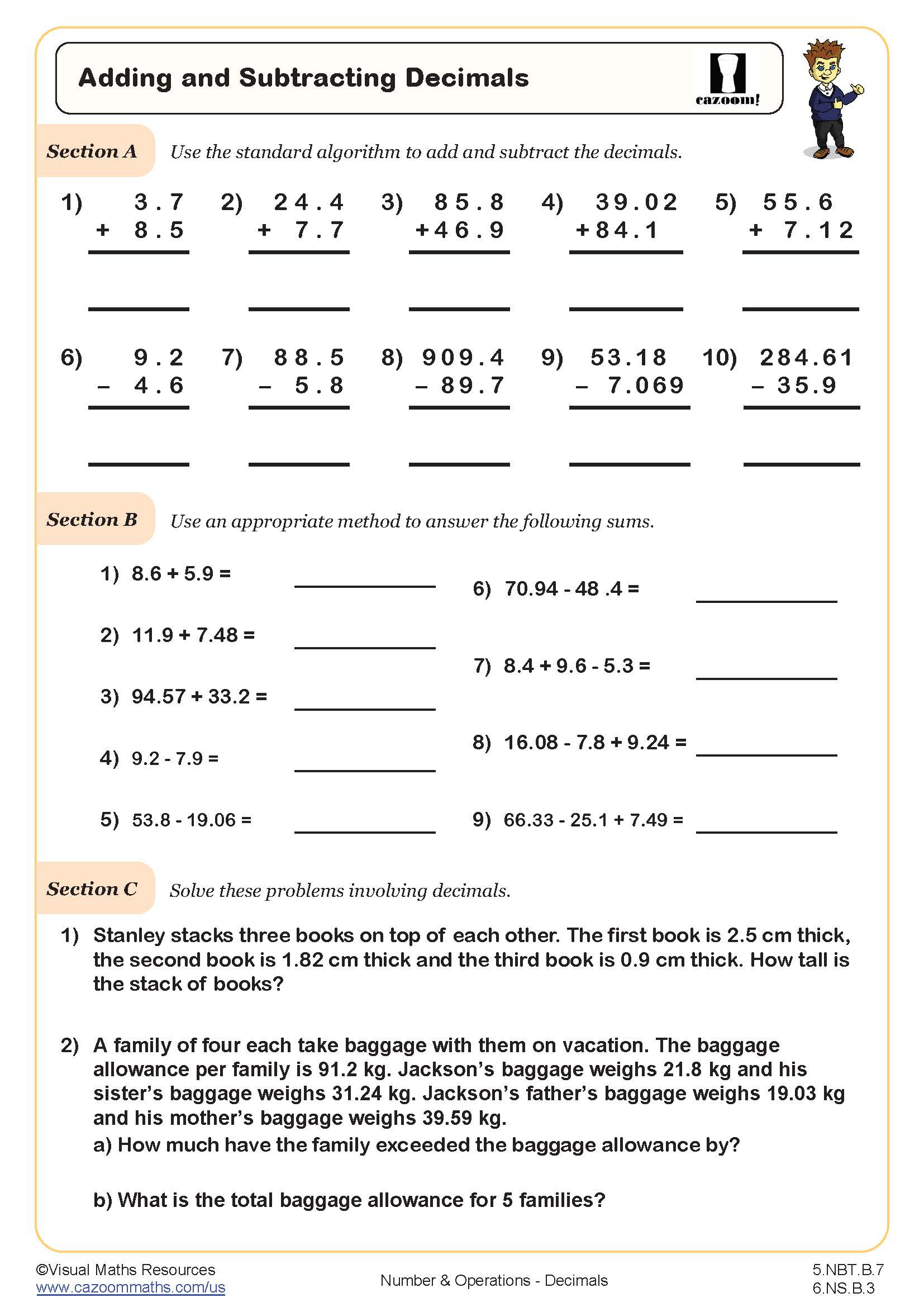 5Th Grade Math Worksheets Pdf | Printable Pdf Worksheets | Cazoom Math for Free Printable 5Th Grade Math Worksheets