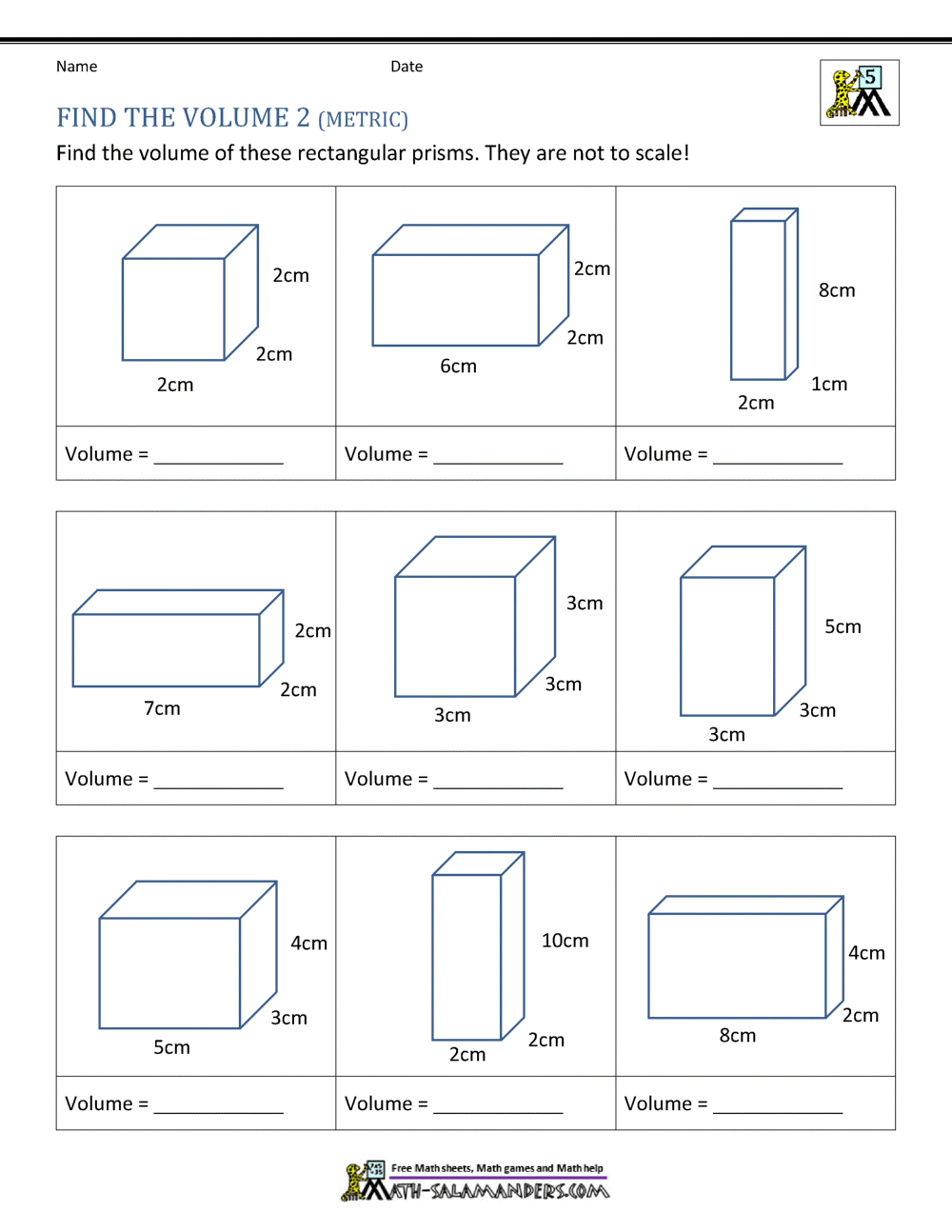5Th Grade Volume Worksheets for Free Printable Volume Of Rectangular Prism Worksheets