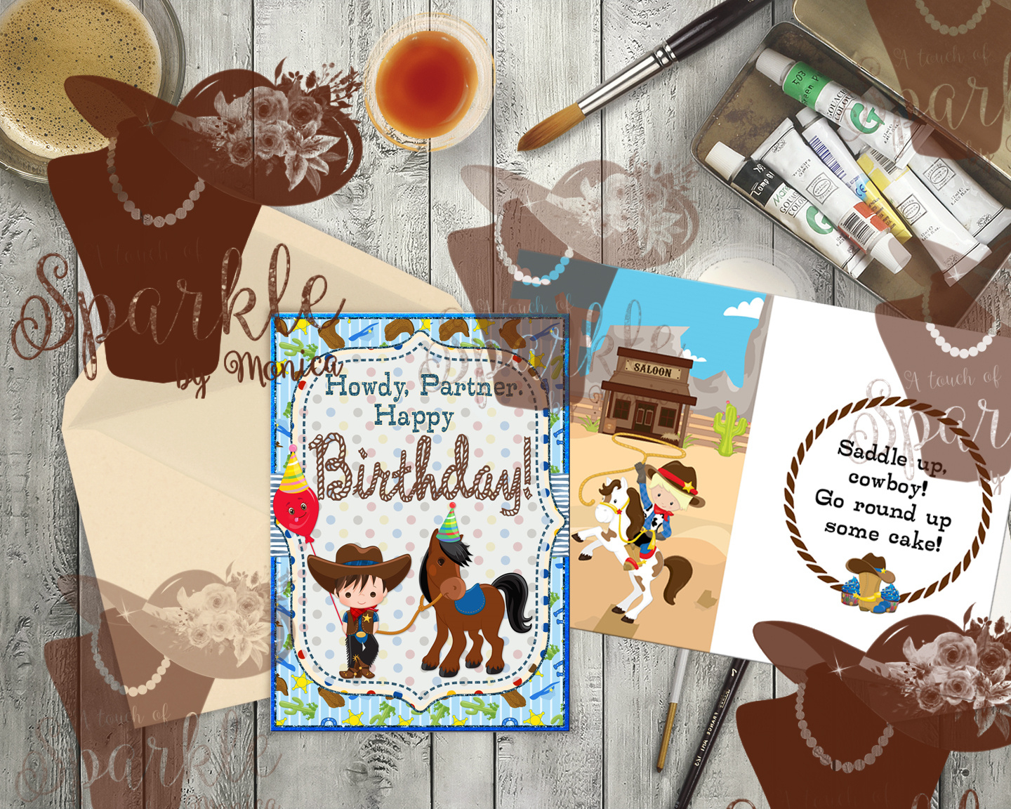 5X7 Cowboy Birthday Printable Card: Instant Download - Sparkle with regard to Free Printable Cowboy Birthday Cards