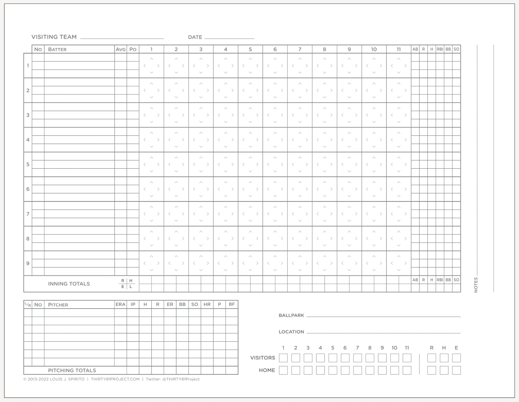 6 Free Printable Baseball Scorecards/Scorebook Pages in Softball Scorebook Printable Free