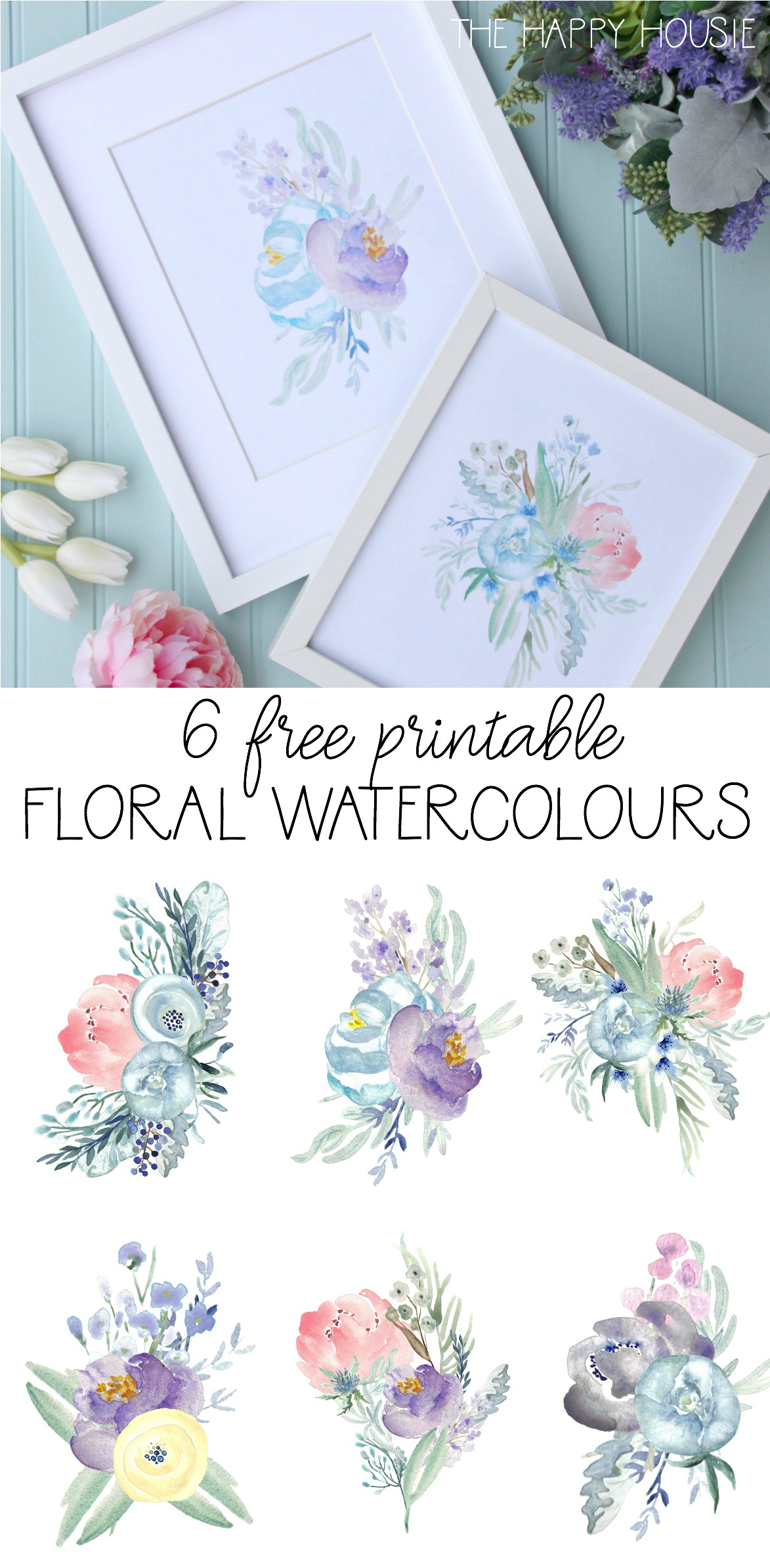6 Free Printable Floral Watercolour Designs | The Happy Housie pertaining to Floral Printables Free