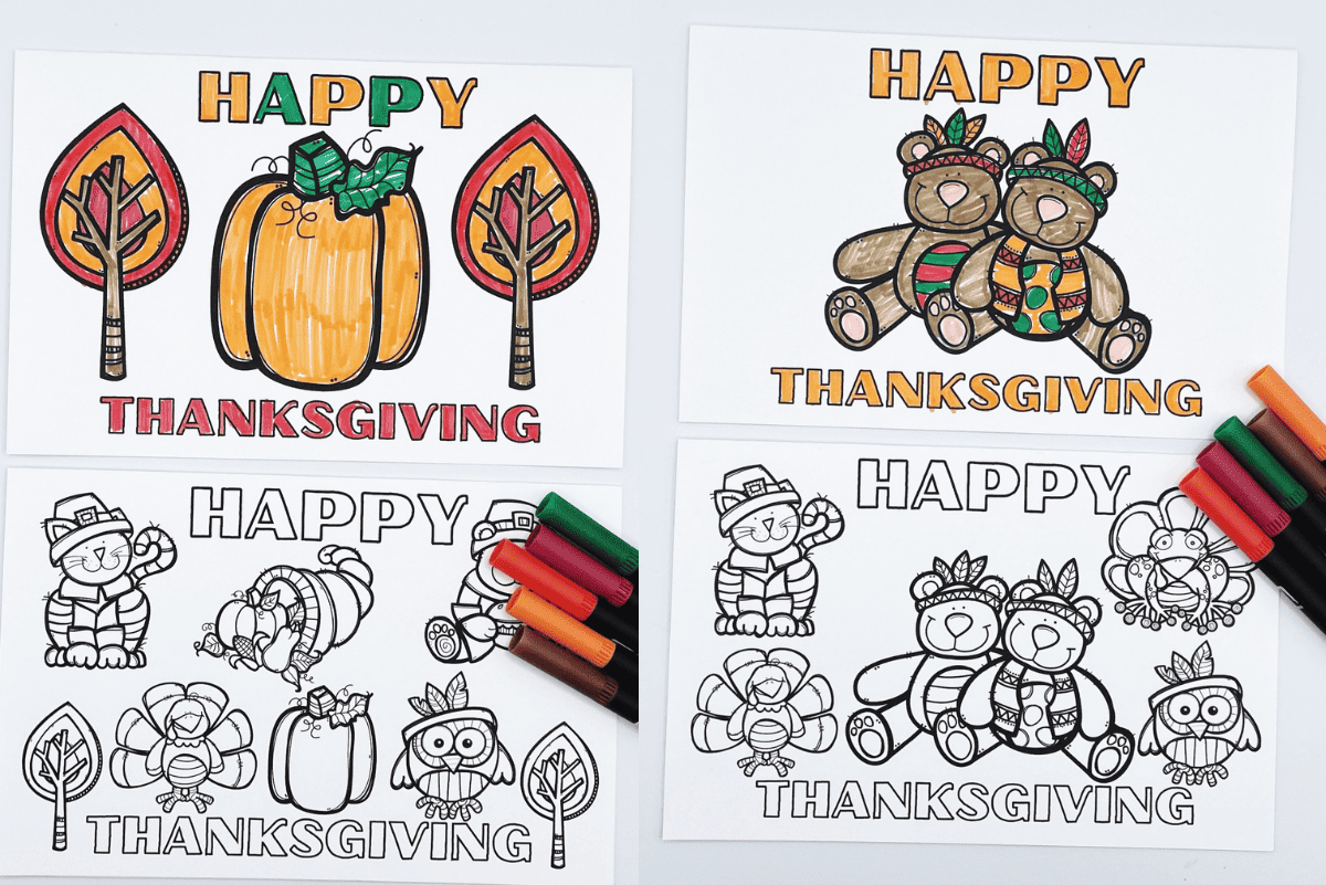 6 Free Printable Thanksgiving Cards To Color For Kids for Free Printable Thanksgiving Cards