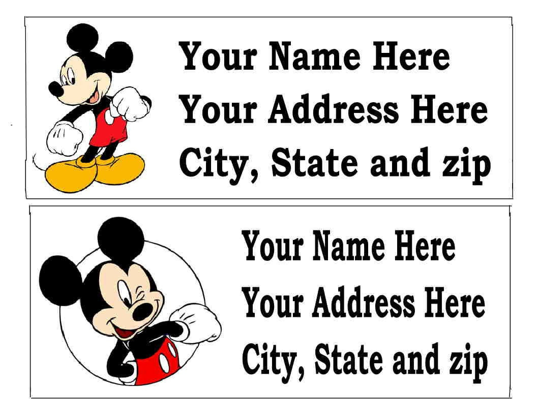 60 Mickey Mouse Return Address Labels Many Choices - Etsy within Free Printable Disney Address Labels