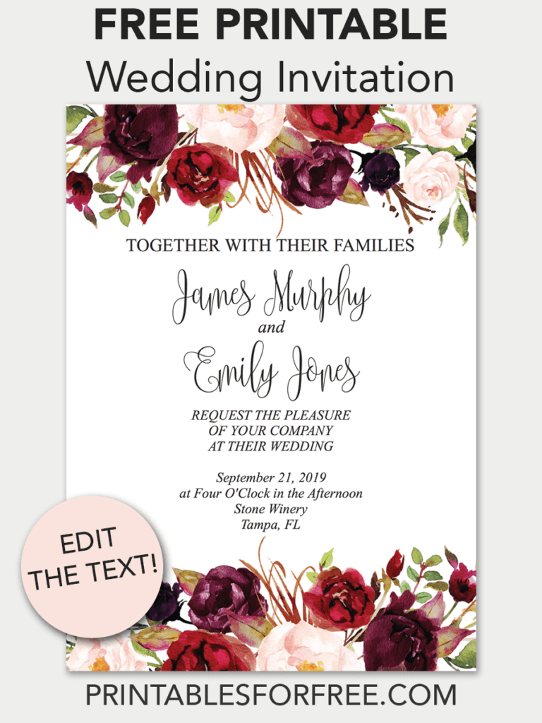 7 Best Free Printable Wedding Invitation Templates Ideas | Free with Free Printable Wedding Invitations