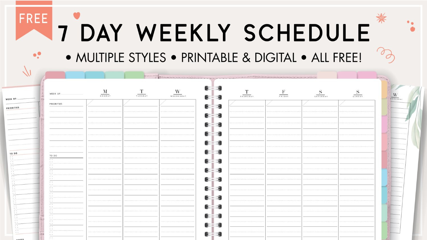 7 Day Weekly Schedule Template - World Of Printables throughout Free Printable Schedule