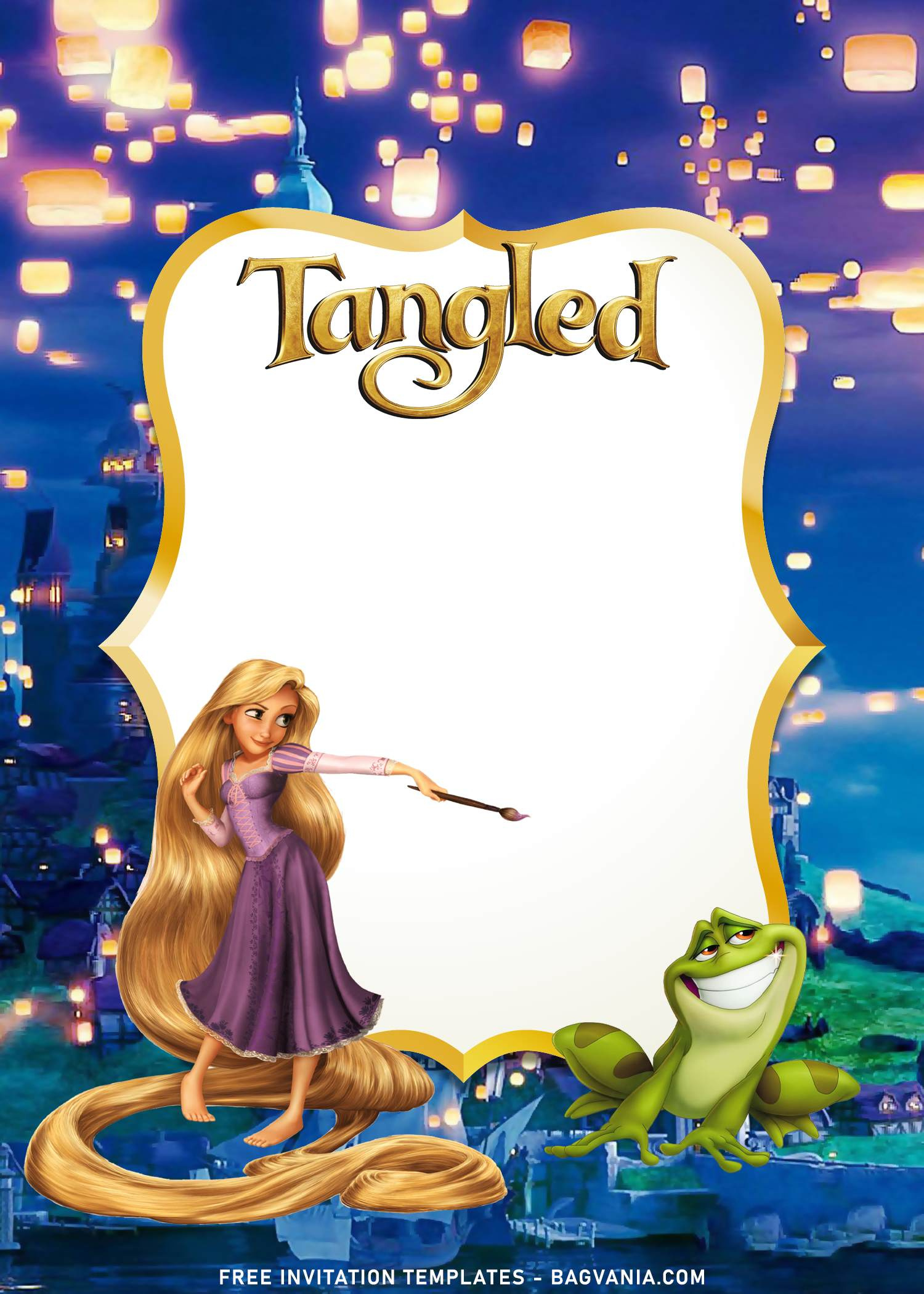 7+ Disney Tangled Rapunzel Birthday Invitation Templates within Free Printable Tangled