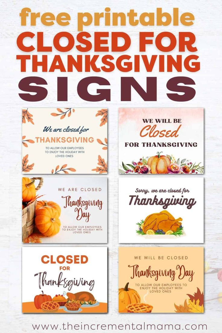 7 Free Printable Closed For Thanksgiving Sign Templates regarding Free Printable Closed Thanksgiving Day Signs
