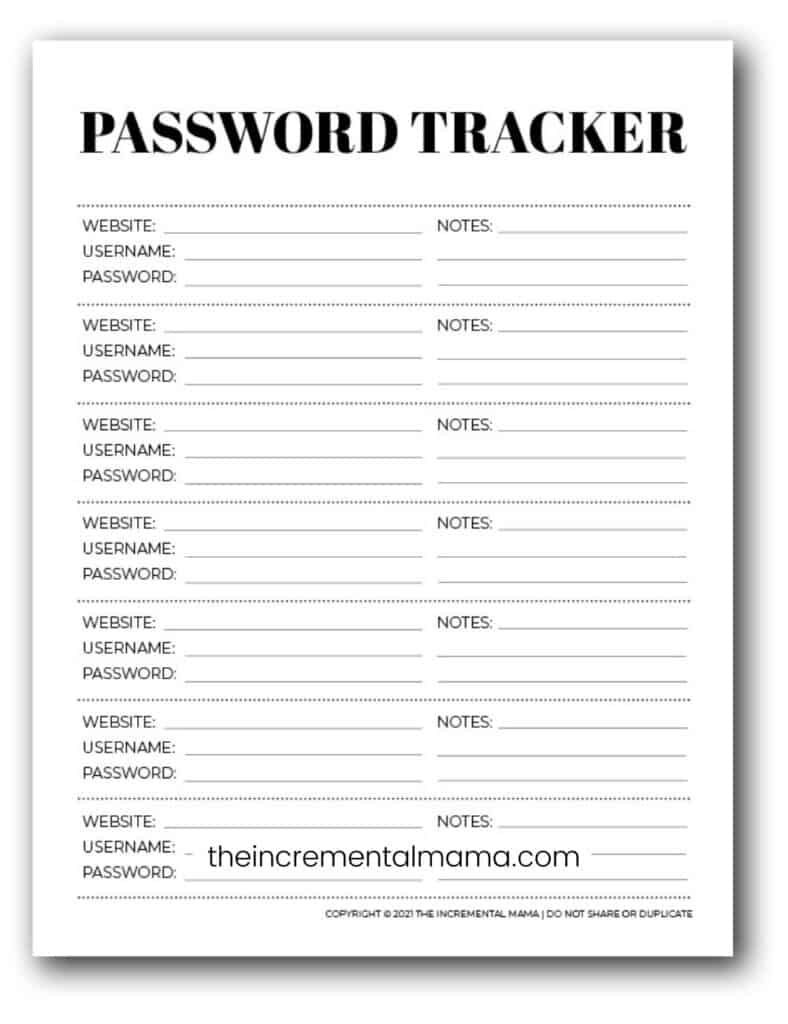 7 Free Printable Password Keeper Printables To Download Instantly inside Free Printable Password List