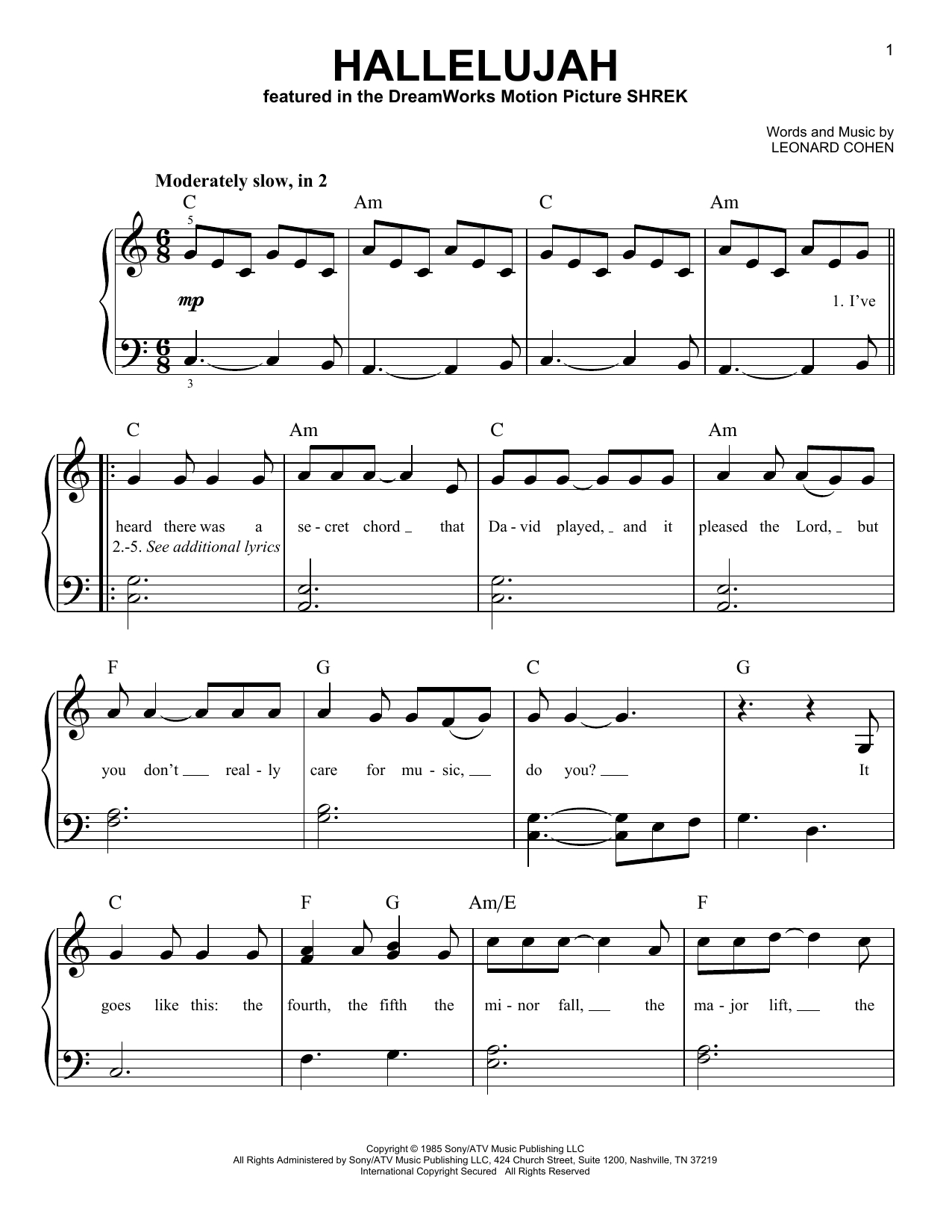 7 Sheet Music Ideas | Sheet Music, Music Lessons, Piano Music inside Free Printable Piano Sheet Music For Hallelujah By Leonard Cohen