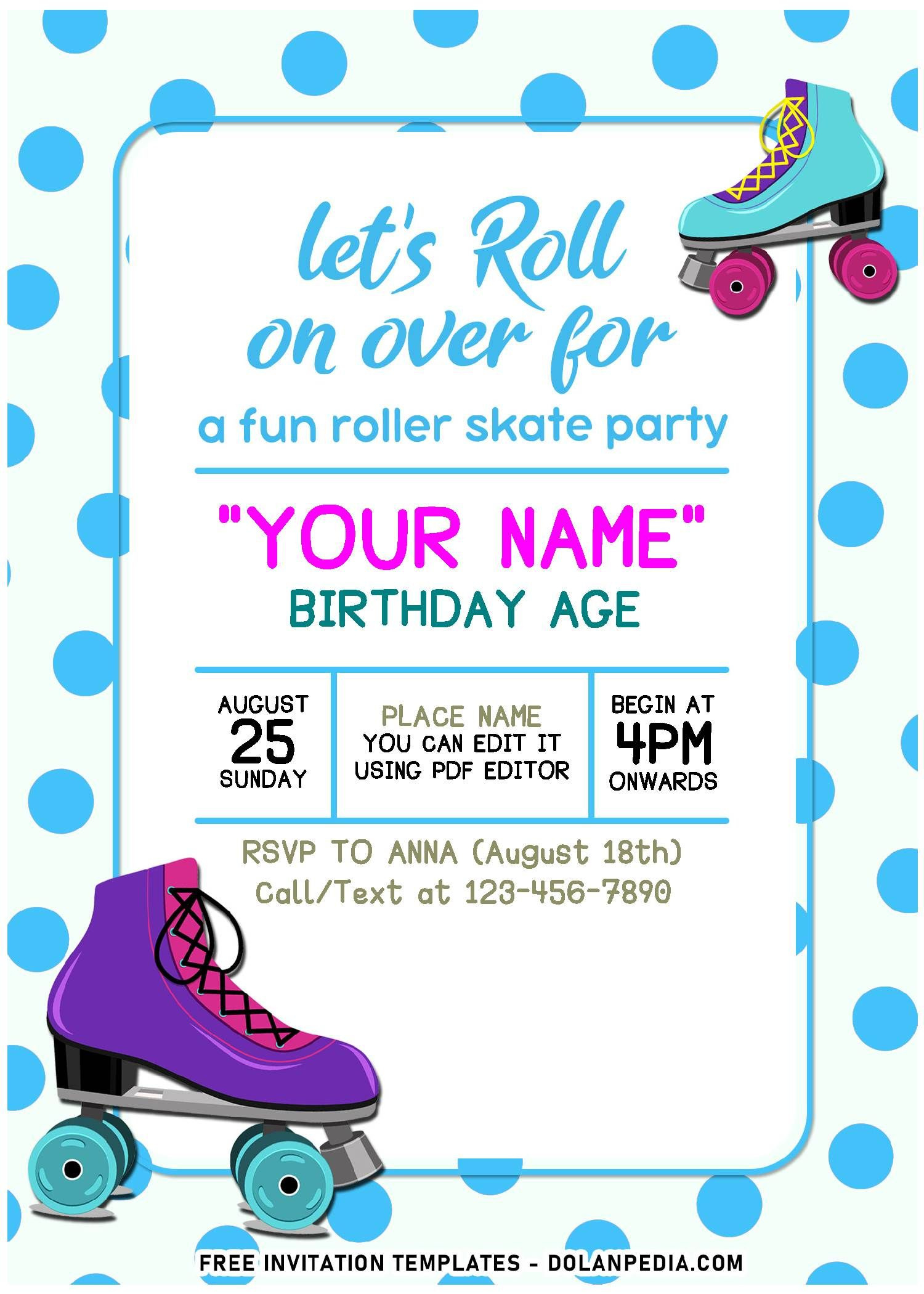 7 Skating Party Ideas | Printable Birthday Invitations, Skate within Free Printable Roller Skating Birthday Party Invitations
