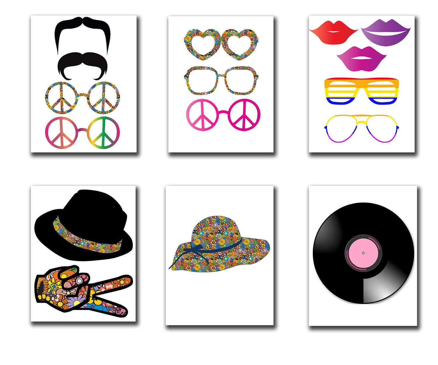 70S Disco Party Photo Booth Props: Hippie Theme (Digital Download with Free Printable 70&amp;#039;S Photo Booth Props