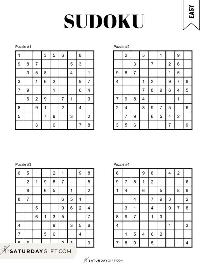 72 Free Printable Sudoku Puzzles | Saturdaygift for Free Printable Sudoku Easy