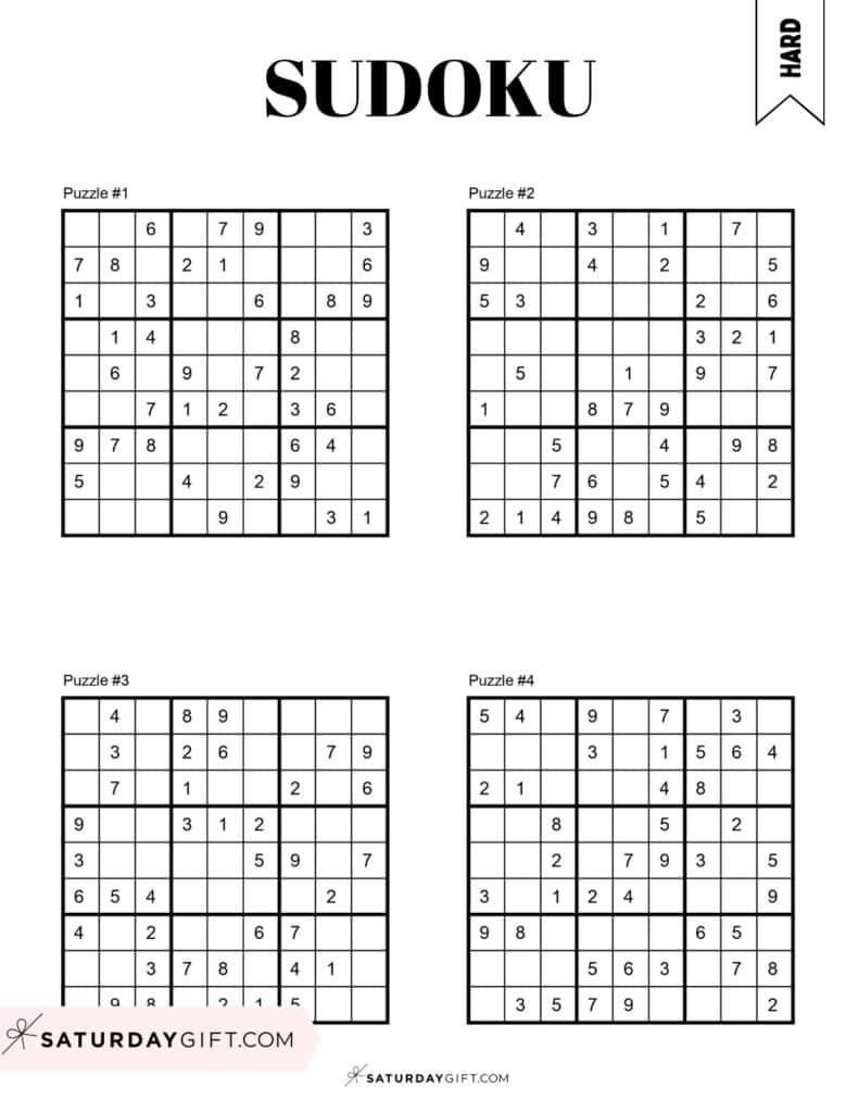 72 Free Printable Sudoku Puzzles | Saturdaygift throughout Free Printable Sudoku Puzzles