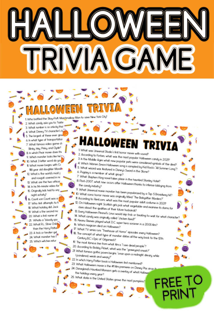 75 Fun Halloween Trivia Questions & Answers (Printable) - Play with Free Printable Halloween Quiz