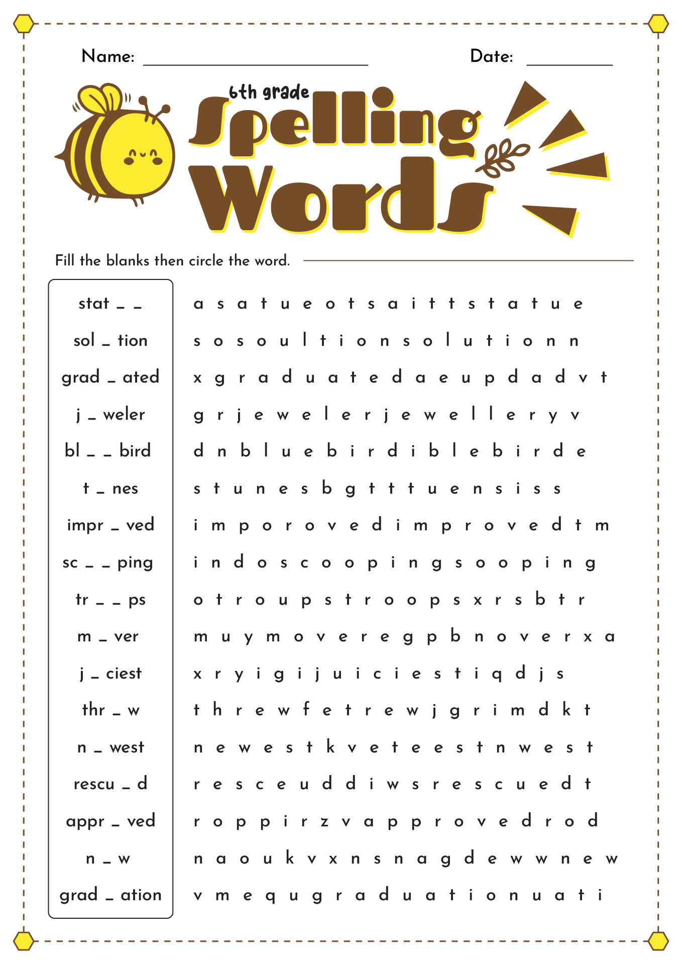 7Th Grade Worksheets For Spelling &amp;amp;Amp; Vocabulary Practice within 7Th Grade Spelling Worksheets Free Printable