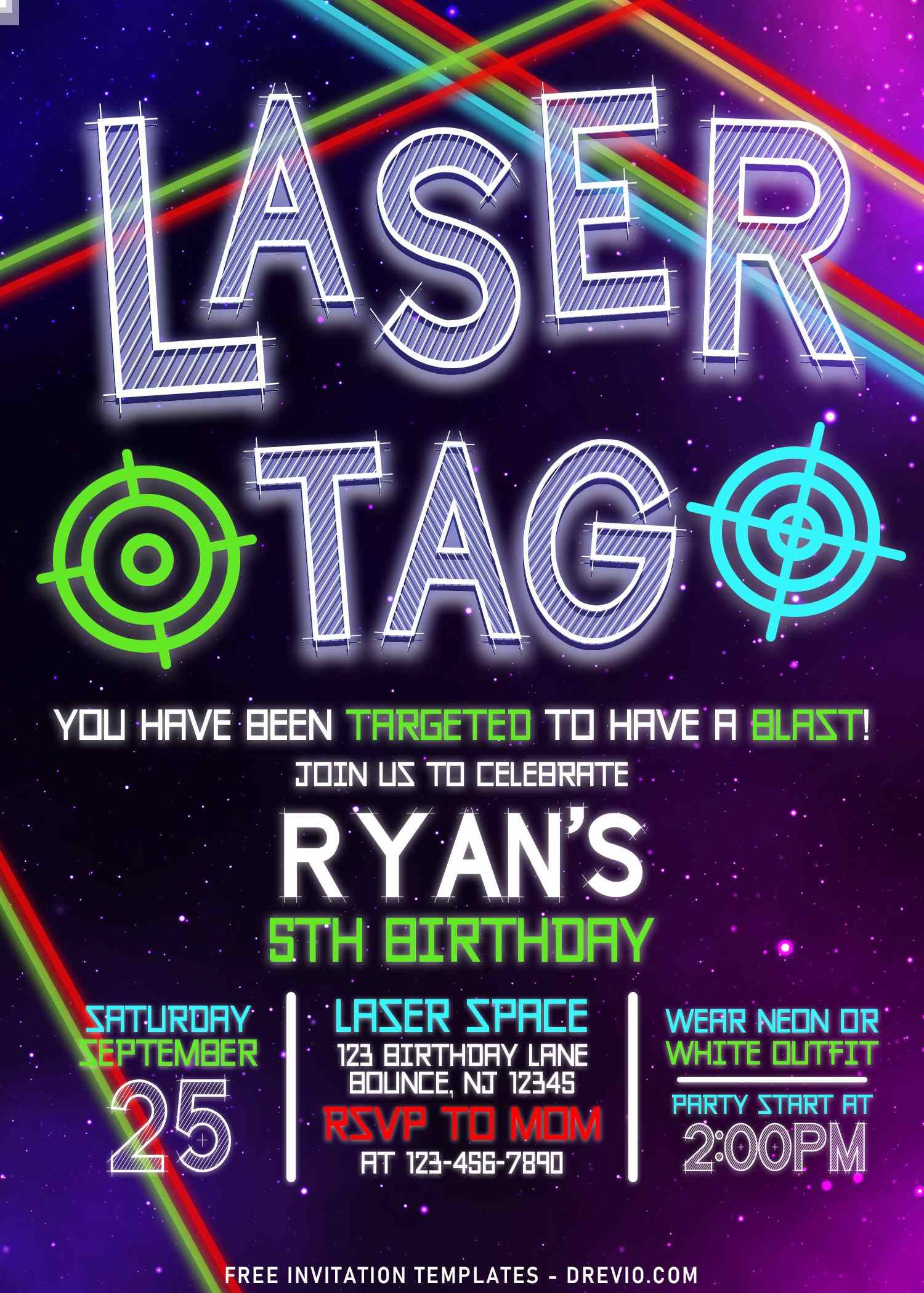 8+ Awesome Laser Tag Birthday Invitation Templates For Boys with regard to Free Printable Laser Tag Invitation Template