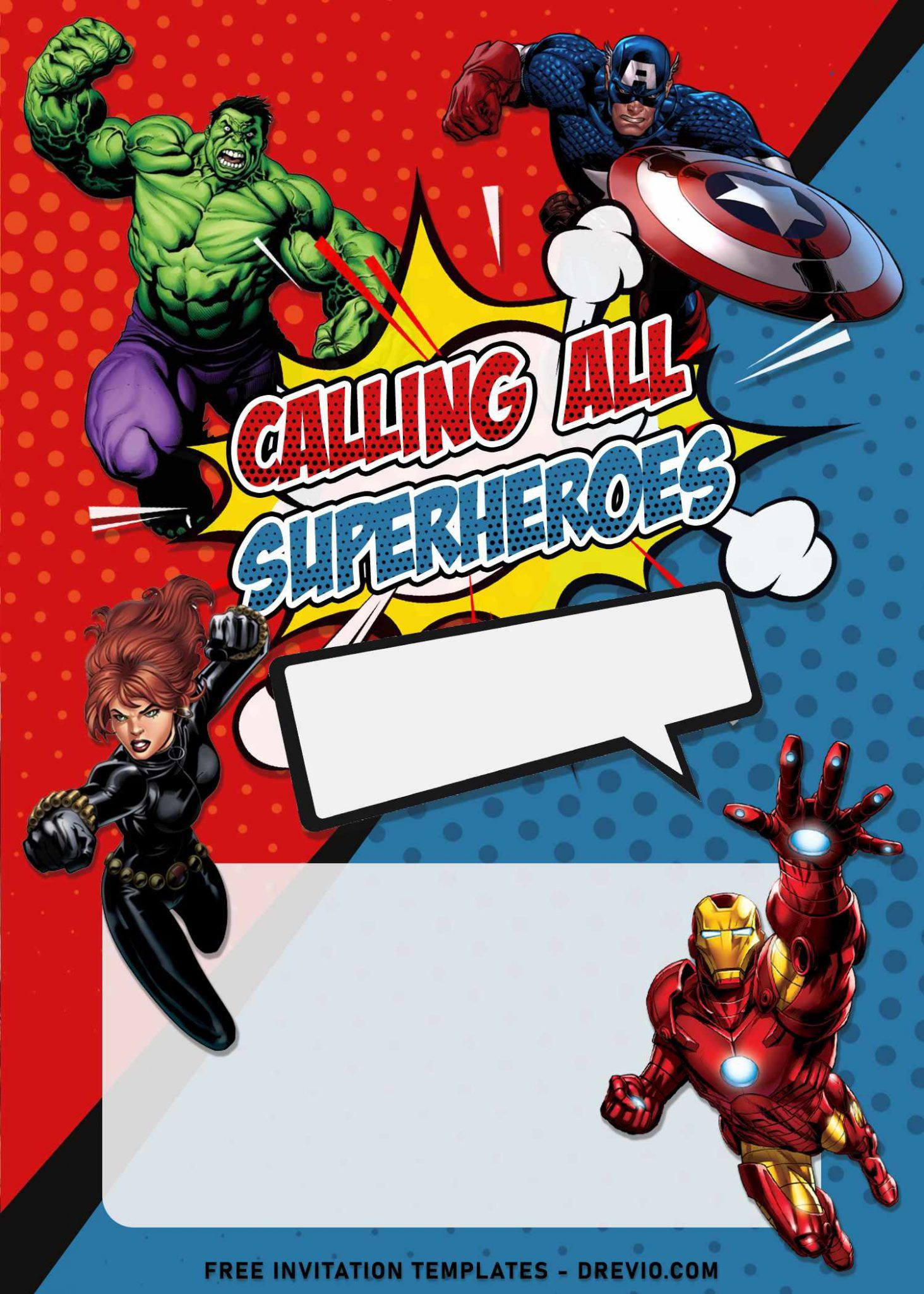 8+ Comic Avengers Superhero Birthday Invitation Templates intended for Avengers Party Invitations Printable Free