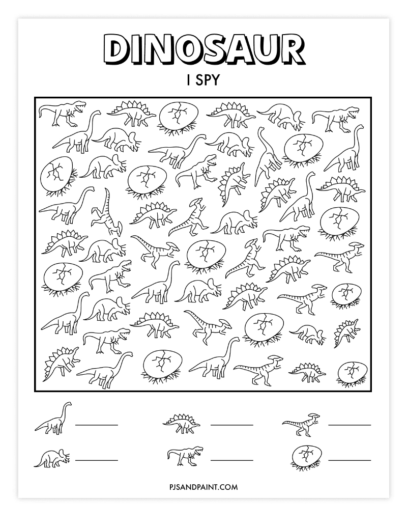 8 Free Printable Dinosaur Games And Activities - Pjs And Paint throughout Free Printable Dinosaur Activities For Kindergarten