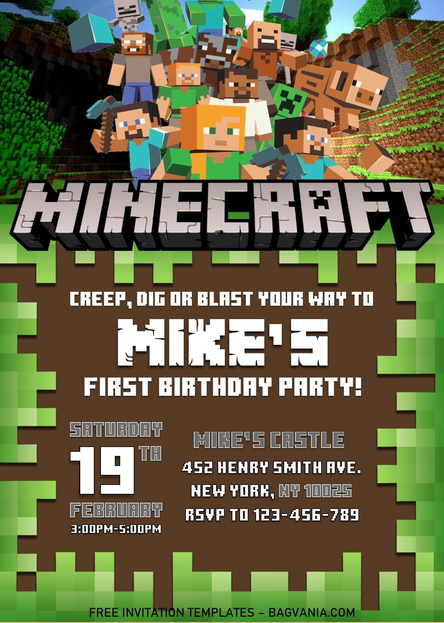 8 Minecraft Birthday Invitations Ideas | Minecraft Birthday inside Free Printable Minecraft Birthday Party Invitations Templates