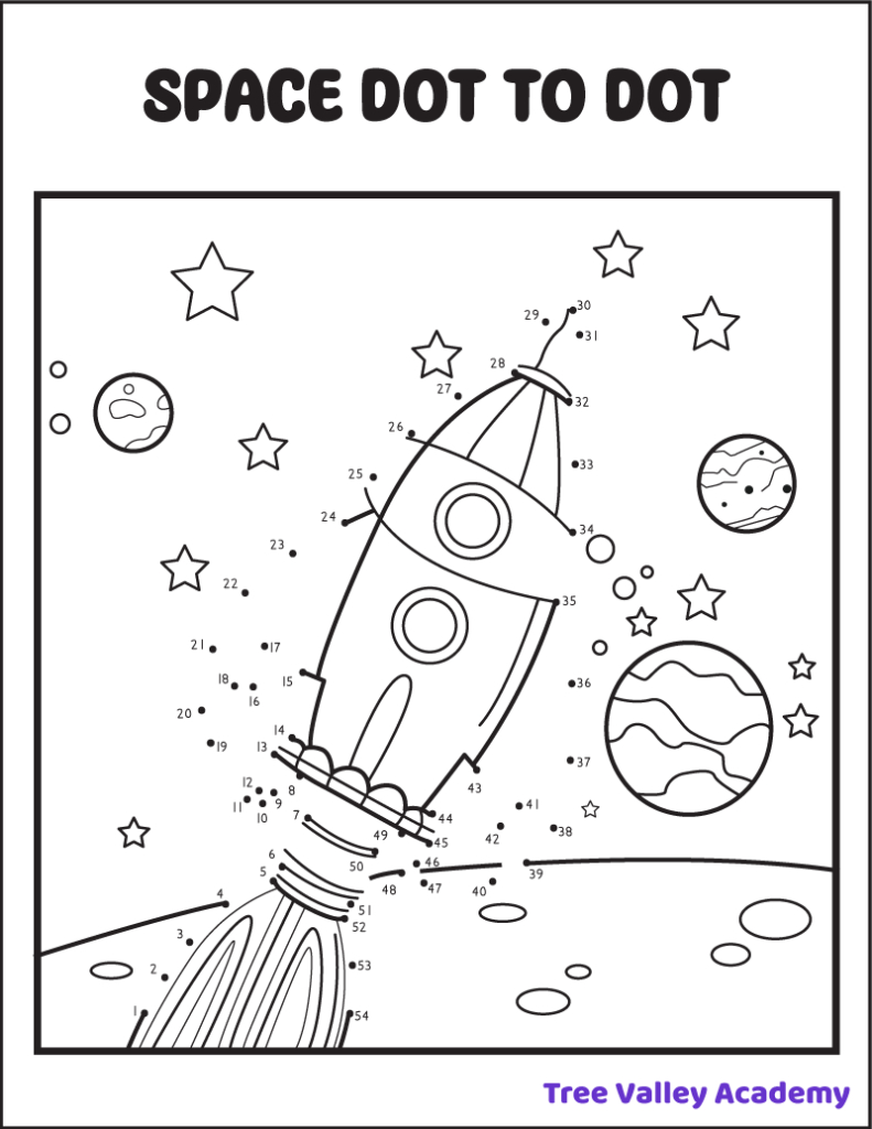 8 Space Dot To Dot Coloring Pages - Tree Valley Academy with regard to Free Printable Dot To Dot Puzzles