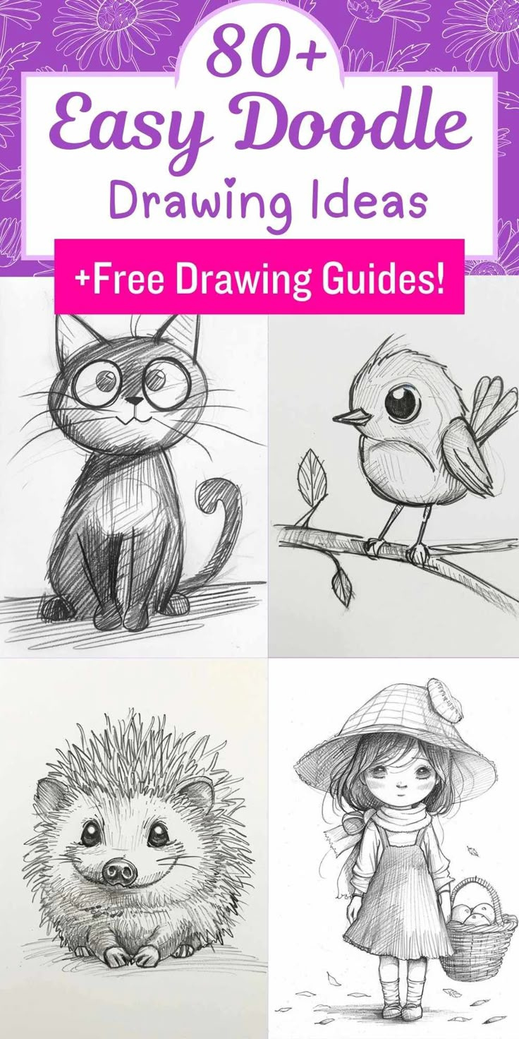 80+ Easy Doodle Drawings For Beginners (With Free Printable with regard to Free Printable Pencil Drawings