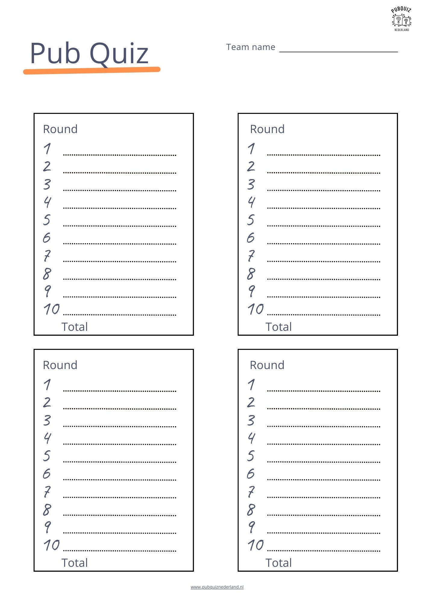 8X Free Pub Quiz Answer Sheet: Download As Pdf regarding Create A Printable Quiz Free
