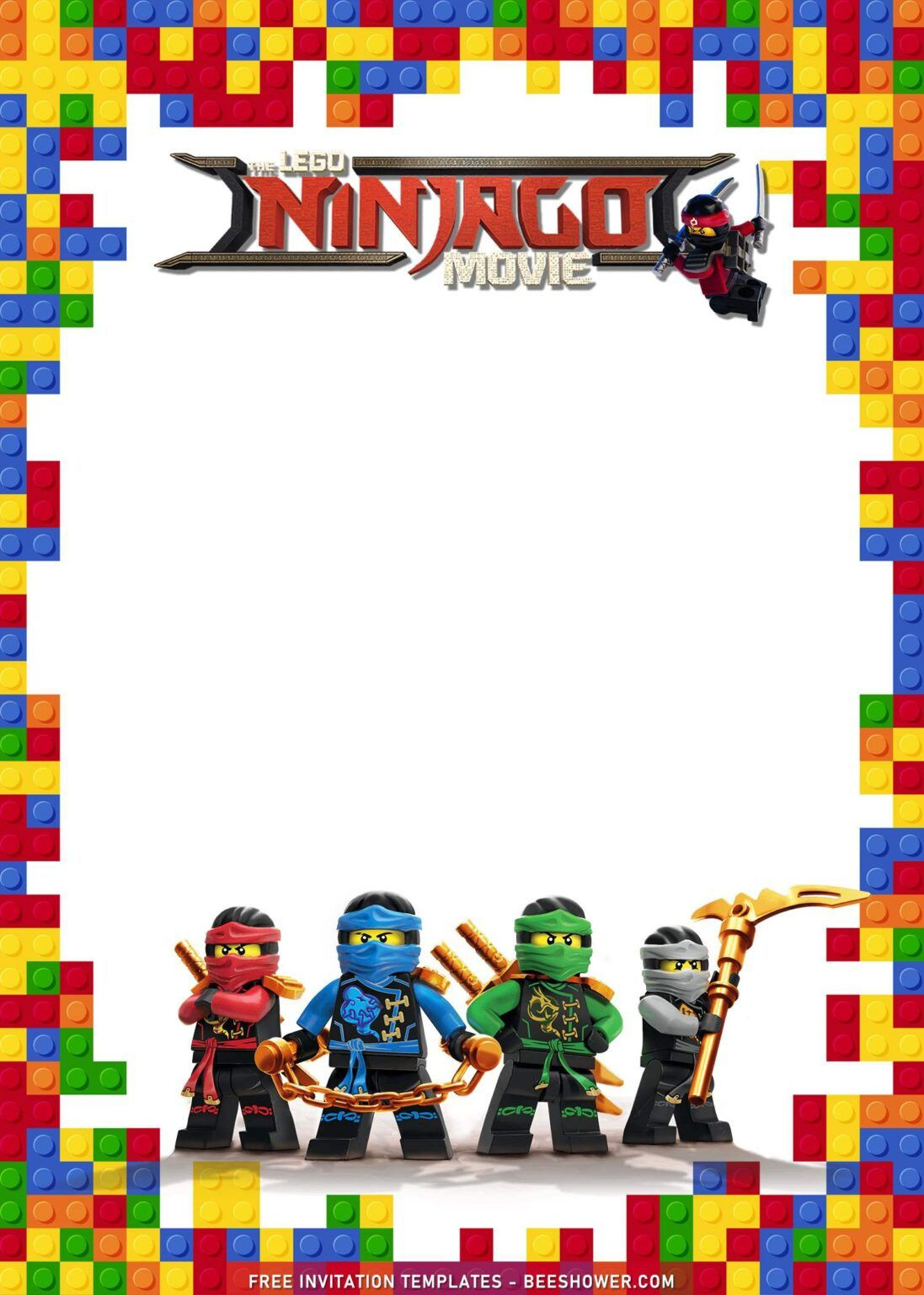 9+ Lego Birthday Invitation Templates With Awesome Ninjago in Lego Ninjago Party Invitations Printable Free