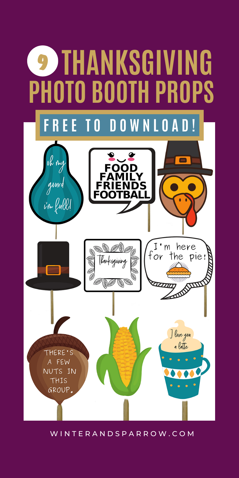 9 Totally Cute + Free Photo Booth Props Printable: Thanksgiving regarding Free Printable Thanksgiving Photo Props